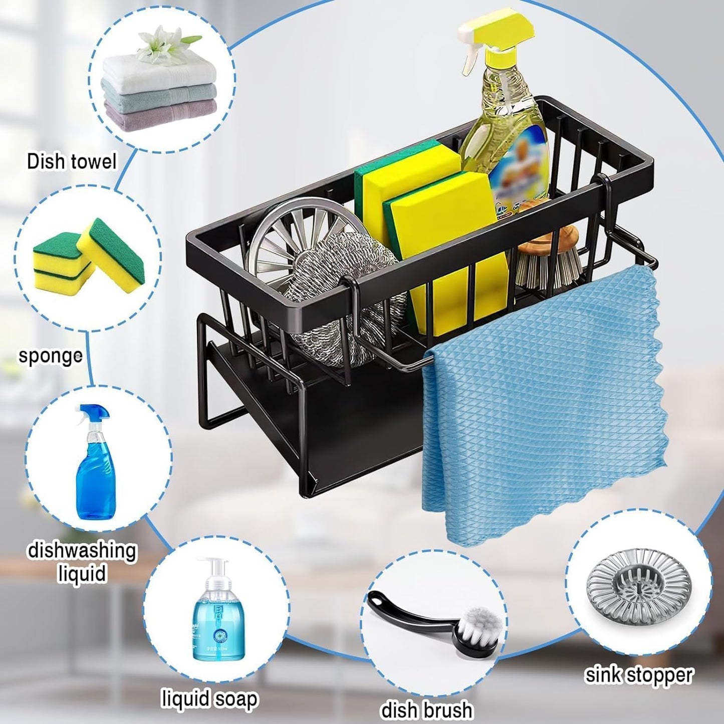 Maxella Multipurpose Over-Sink Dishwashing Rack for Home Kitchen Storage & Organization