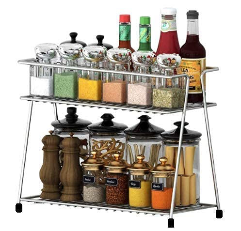 Klevora Multipurpose Kitchen Organizer Storage Shelf and Rack - Space Saving Silver Design