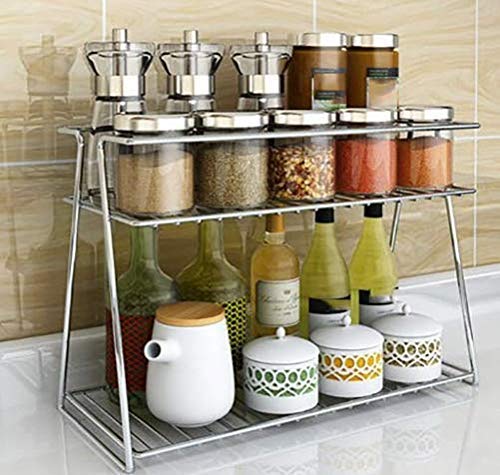 Klevora Multipurpose Kitchen Organizer Storage Shelf and Rack - Space Saving Silver Design
