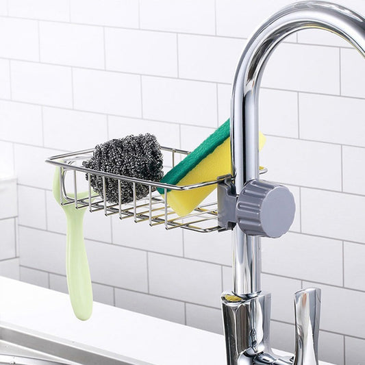 Kivora Kitchen Sink Caddy Organizer Over-Faucet Sponge Holder with Drain Slots for Storage