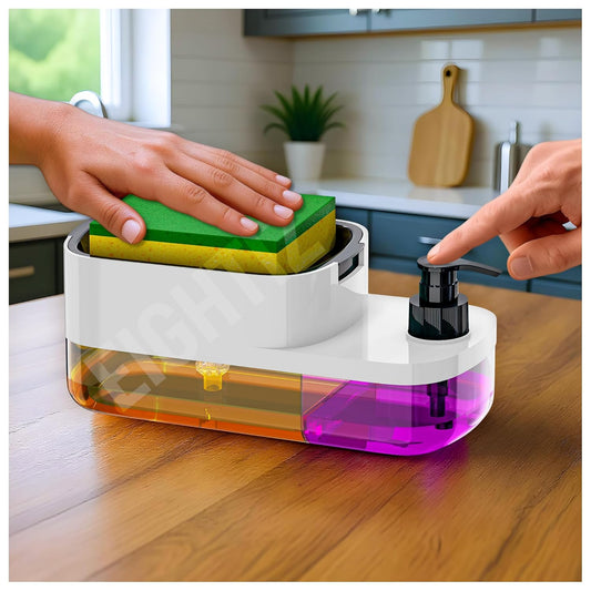 Sofex Liquid Soap Dispenser with Built-In Sponge Holder for Easy and Mess-Free Kitchen Use