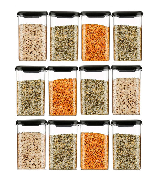 AromaHive Airtight Plastic Square Storage Container Set for Kitchen, Food & Pantry Use